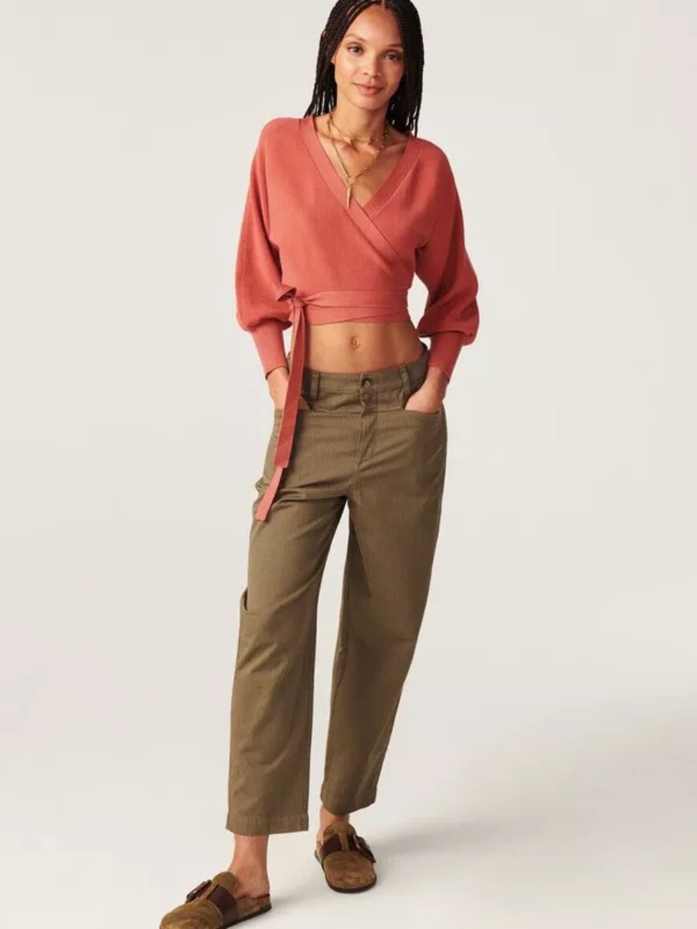 ba&sh Coral Tie-Front Bolero Cardigan 0 - Picture 12 of 13